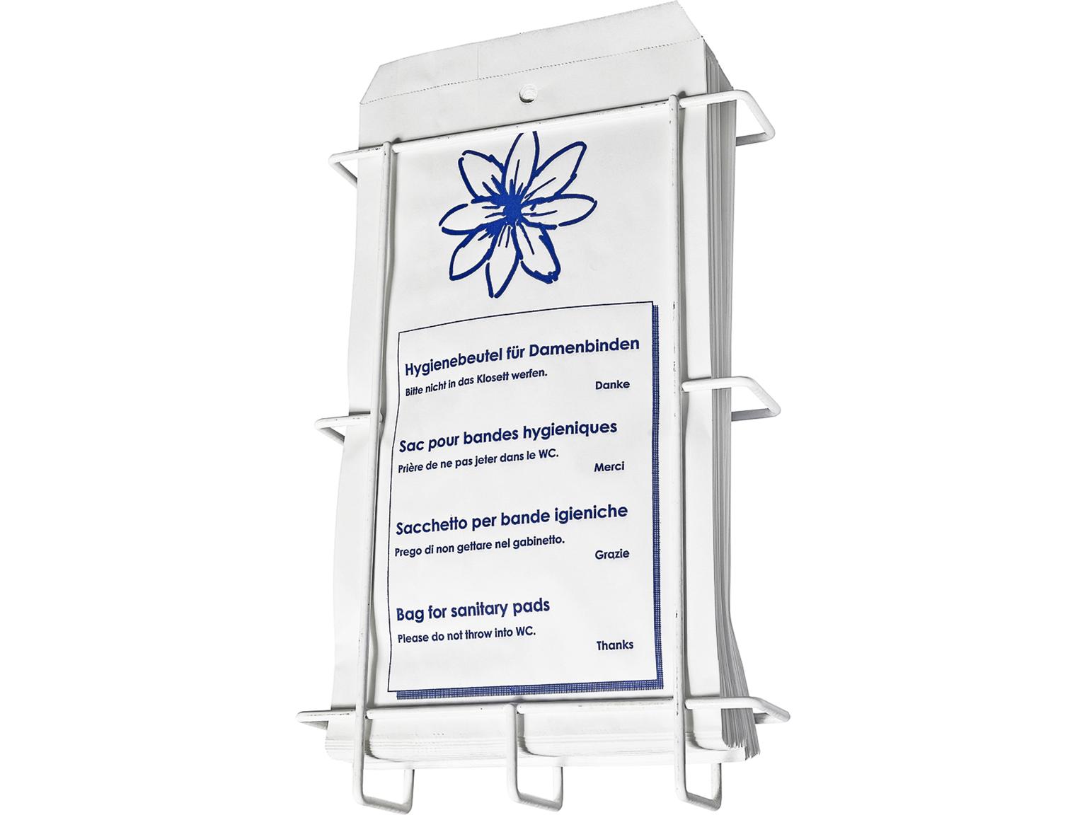 Hygienebeutel gelocht ungeschnürt 16 x 28 cm, Kraftpapier weiss 40 gm2 Hygienebeutel gelocht ungeschnürt 16 x 28 cm, Kraftpapier weiss 40 gm2