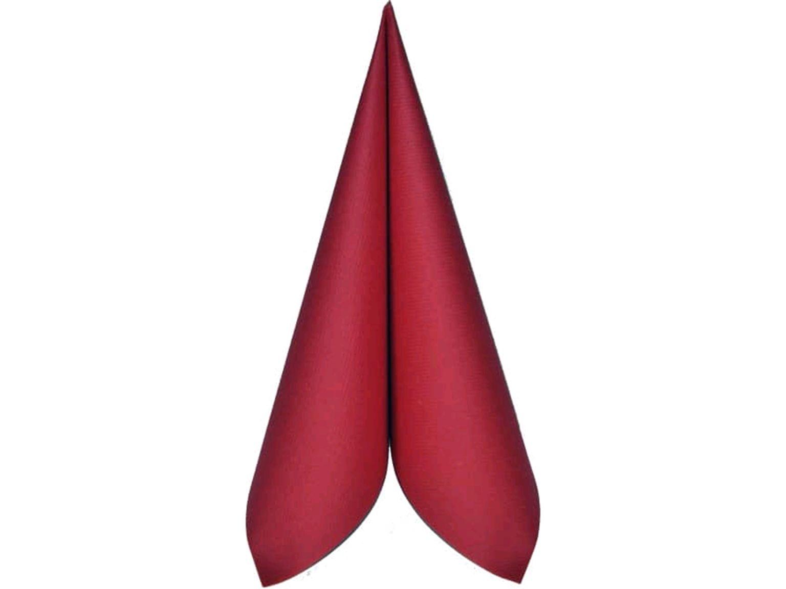 Servietten Airlaid 65 gm2, 40 x 40 cm 1/4 Falz, UNI, bordeaux Servietten Airlaid 65 gm2, 40 x 40 cm 1/4 Falz, UNI, bordeaux