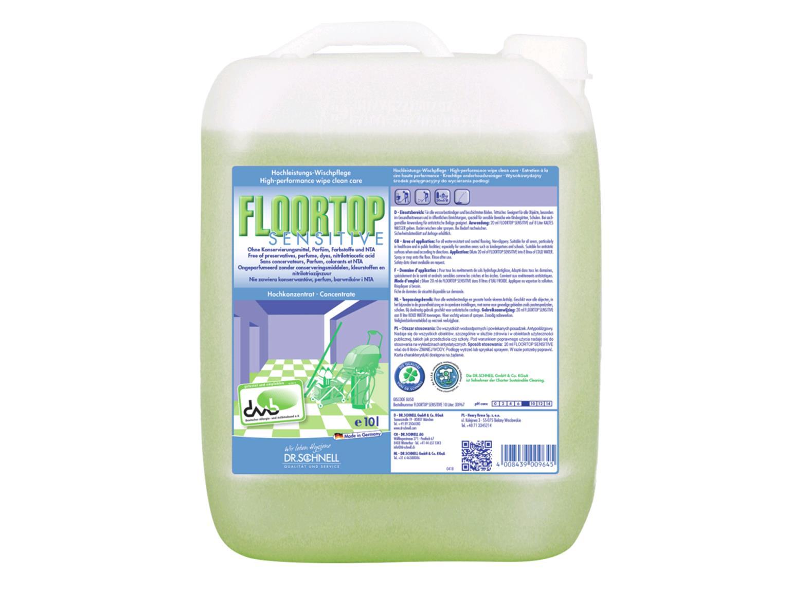 FLOORTOP Sensitive, Wischpflege, reinigt und pflegt in einem Arbeitsgang