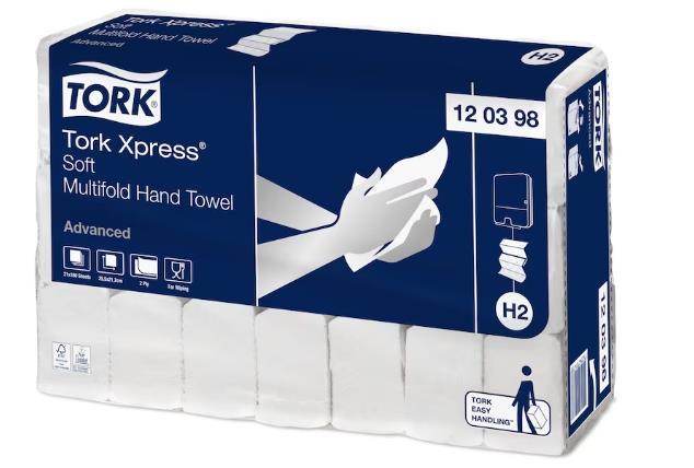 Falthandtücher Tork Advanced Multifold Xpress,H2, TAD/Tissue hochweiss, 2-lagig Falthandtücher Tork Advanced Multifold Xpress,H2, TAD/Tissue hochweiss, 2-lagig