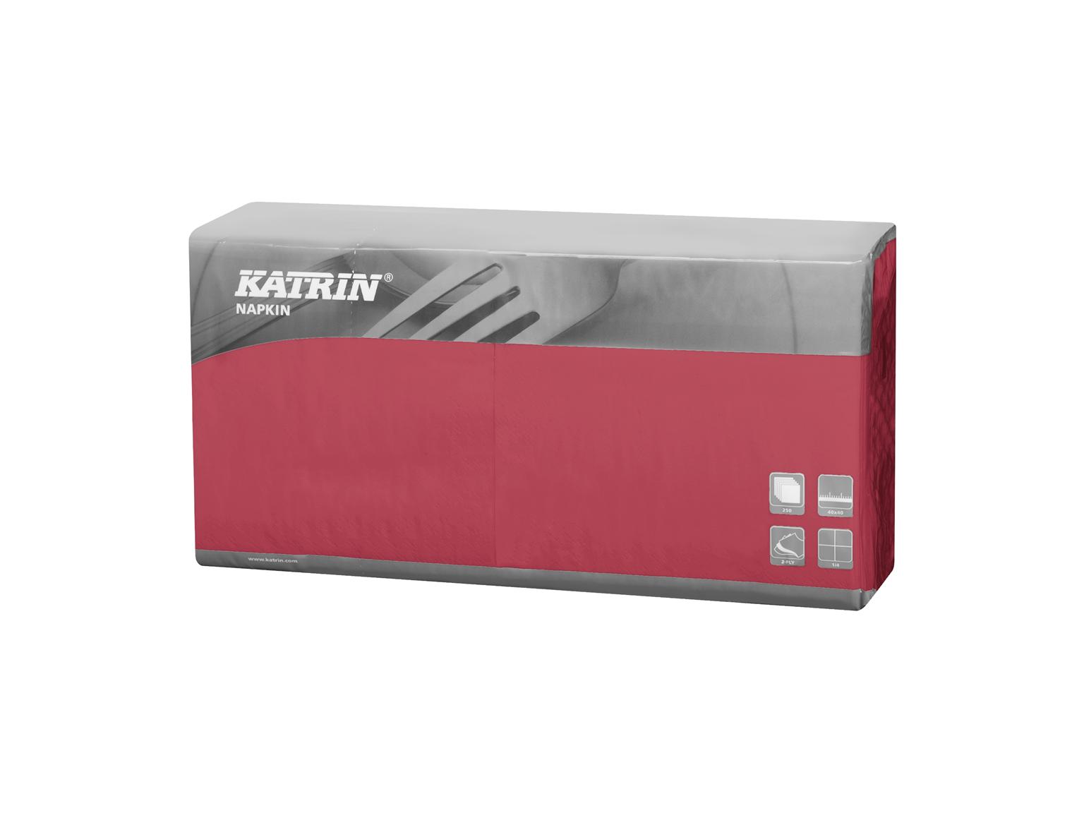 Servietten Katrin 2-lagig, 40 x 40 cm 1/4 Falz, bordeaux Servietten Katrin 2-lagig, 40 x 40 cm 1/4 Falz, bordeaux
