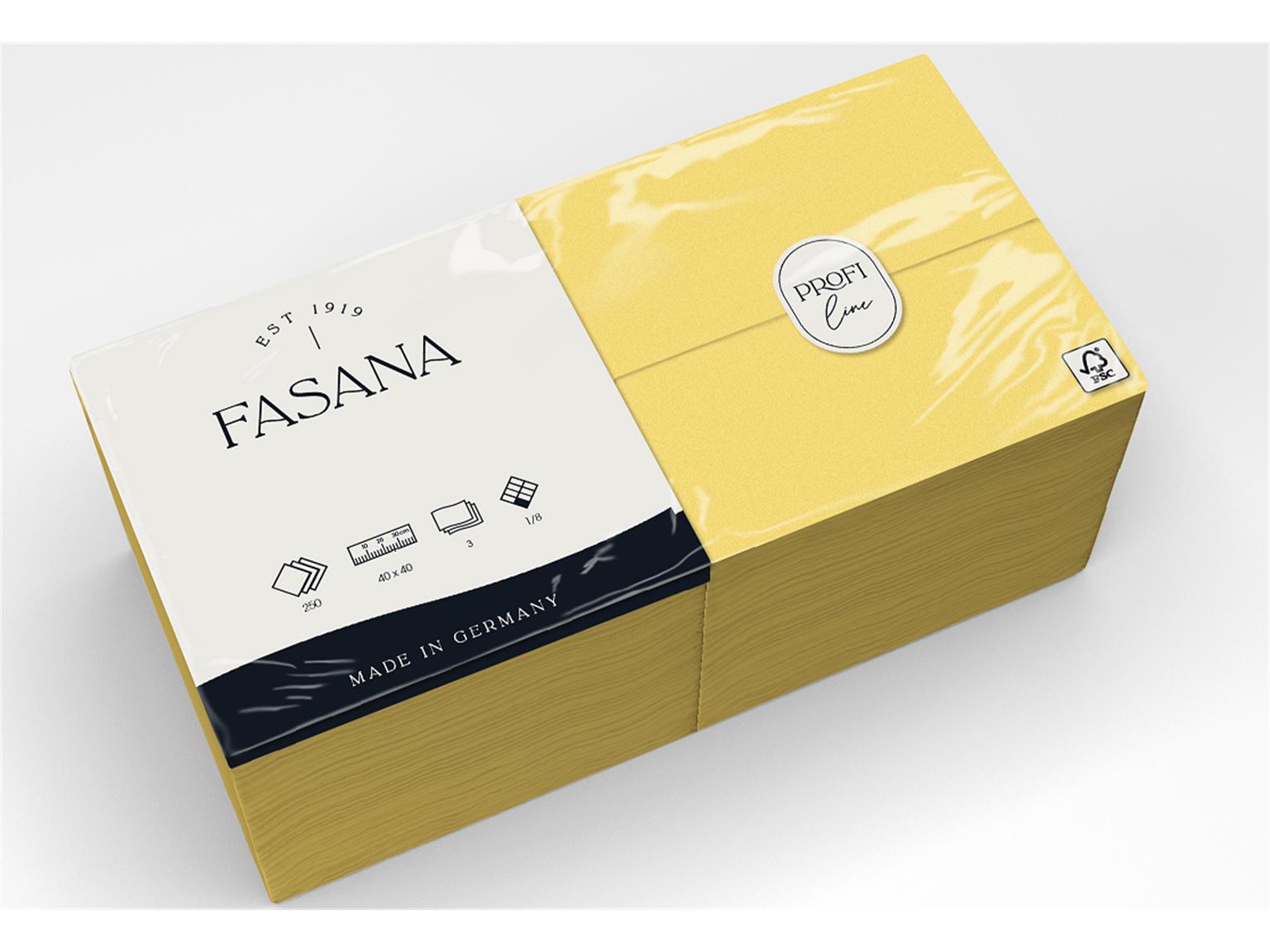 Servietten Fasana 3-lagig, 40 x 40 cm 1/8 Falz, sonnengelb (384) Servietten Fasana 3-lagig, 40 x 40 cm 1/8 Falz, sonnengelb (384)