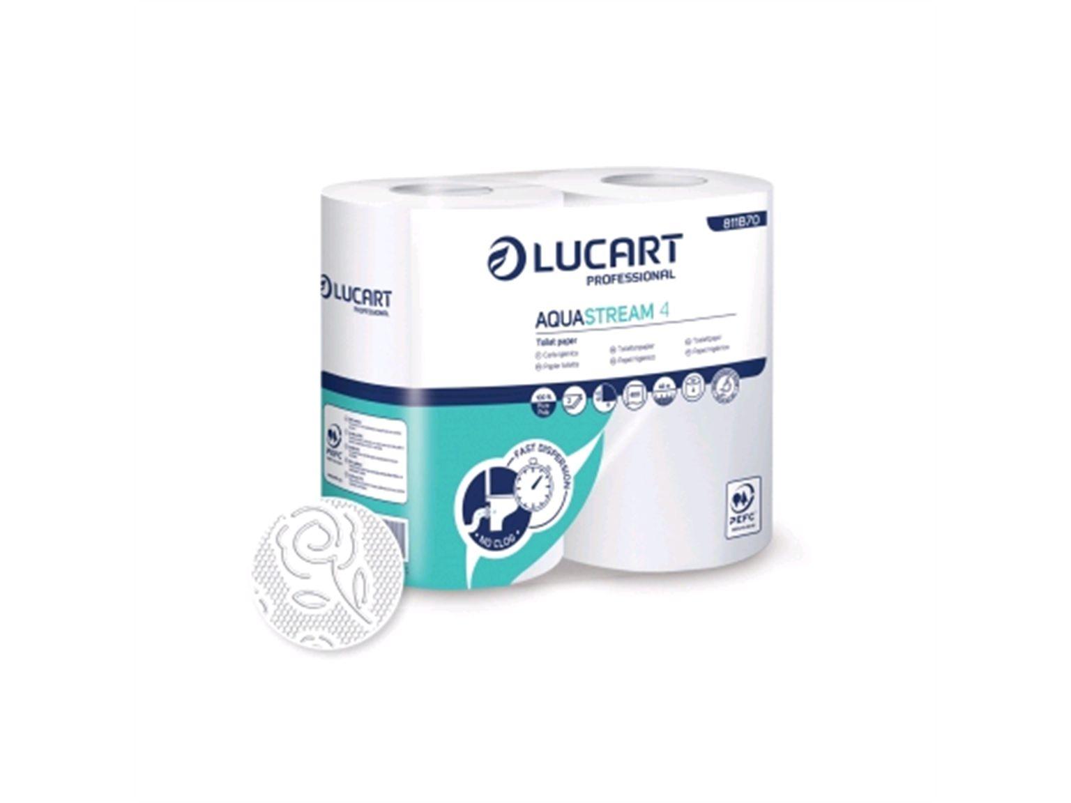 WC-Papier Aquastream 4, 100% Zellstoff 2-lagig, hochweiss, 400 Blatt,auflösend
