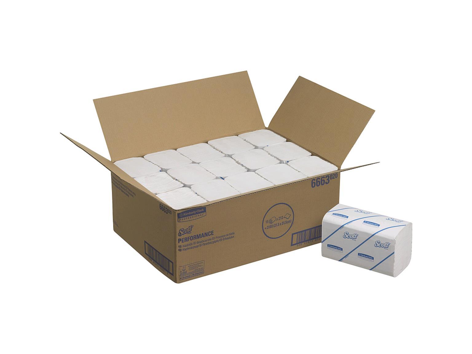 Falthandtücher SCOTT® Performance 21.5 x 31.5 cm 1-lagig, Interfold, weiss Falthandtücher SCOTT® Performance 21.5 x 31.5 cm 1-lagig, Interfold, weiss