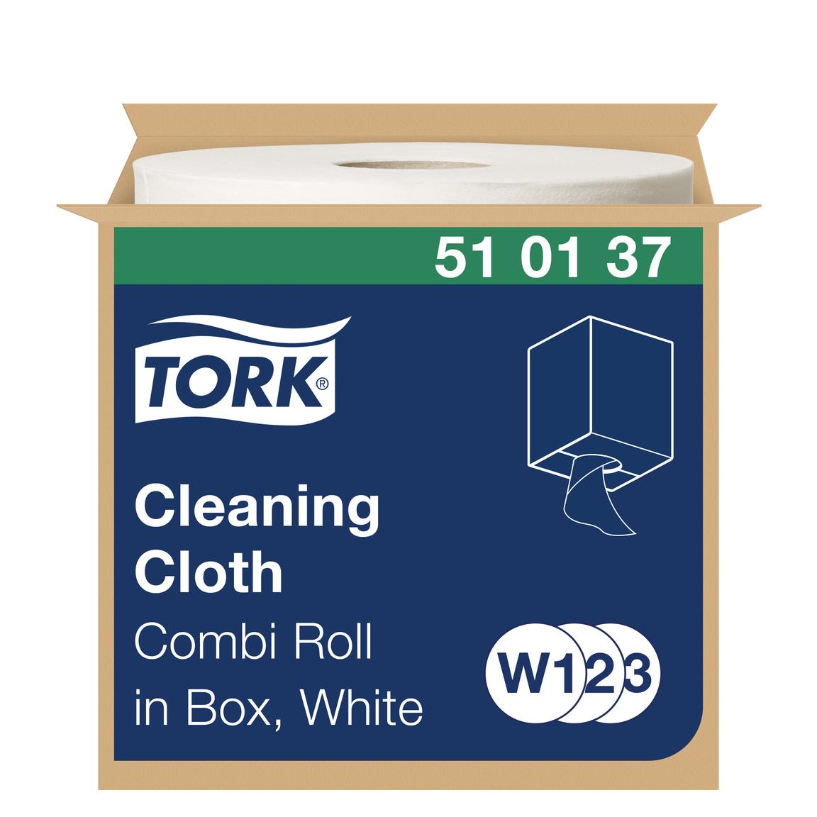 Putztuchrollen Tork Premium 510, Vlies- stoff weiss, 1-lagig, Blatt 32 x 38 cm,