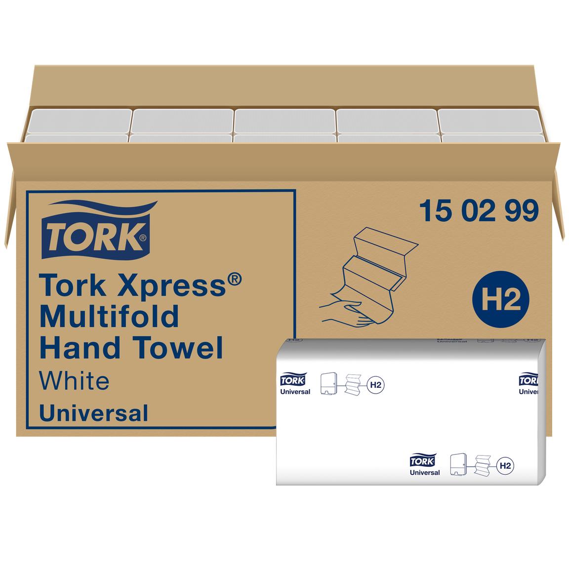 Falthandtücher Tork Xpress, 2-lagiges Tissue, doppelt gefalzt, 23.4 x 21.3 cm,