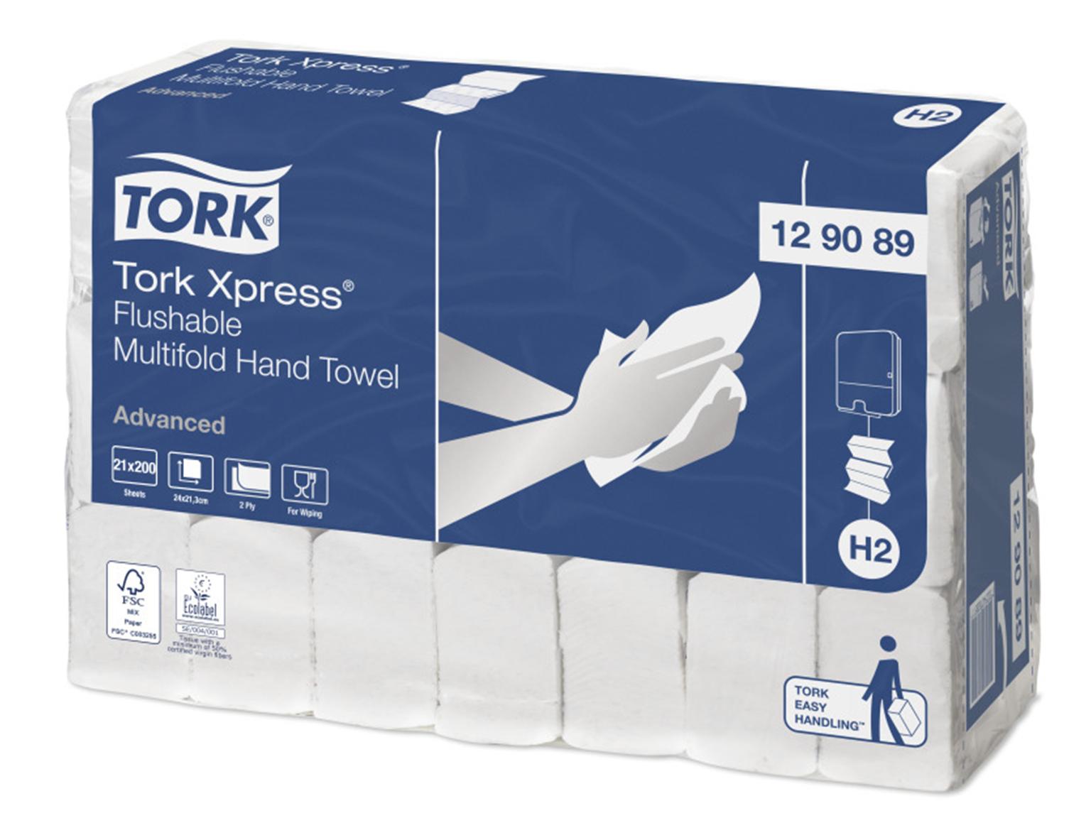 Falthandtücher Tork Advanced Interfold H2, Zellstoff, weiss, 2-lagig, Z-Falz Falthandtücher Tork Advanced Interfold H2, Zellstoff, weiss, 2-lagig, Z-Falz