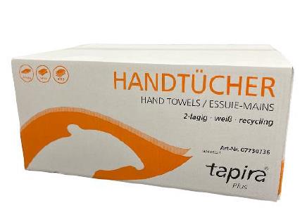 Papierhandtücher TAPIRA Plus weiss V-Falz, 100% Recycling, 2-lagig