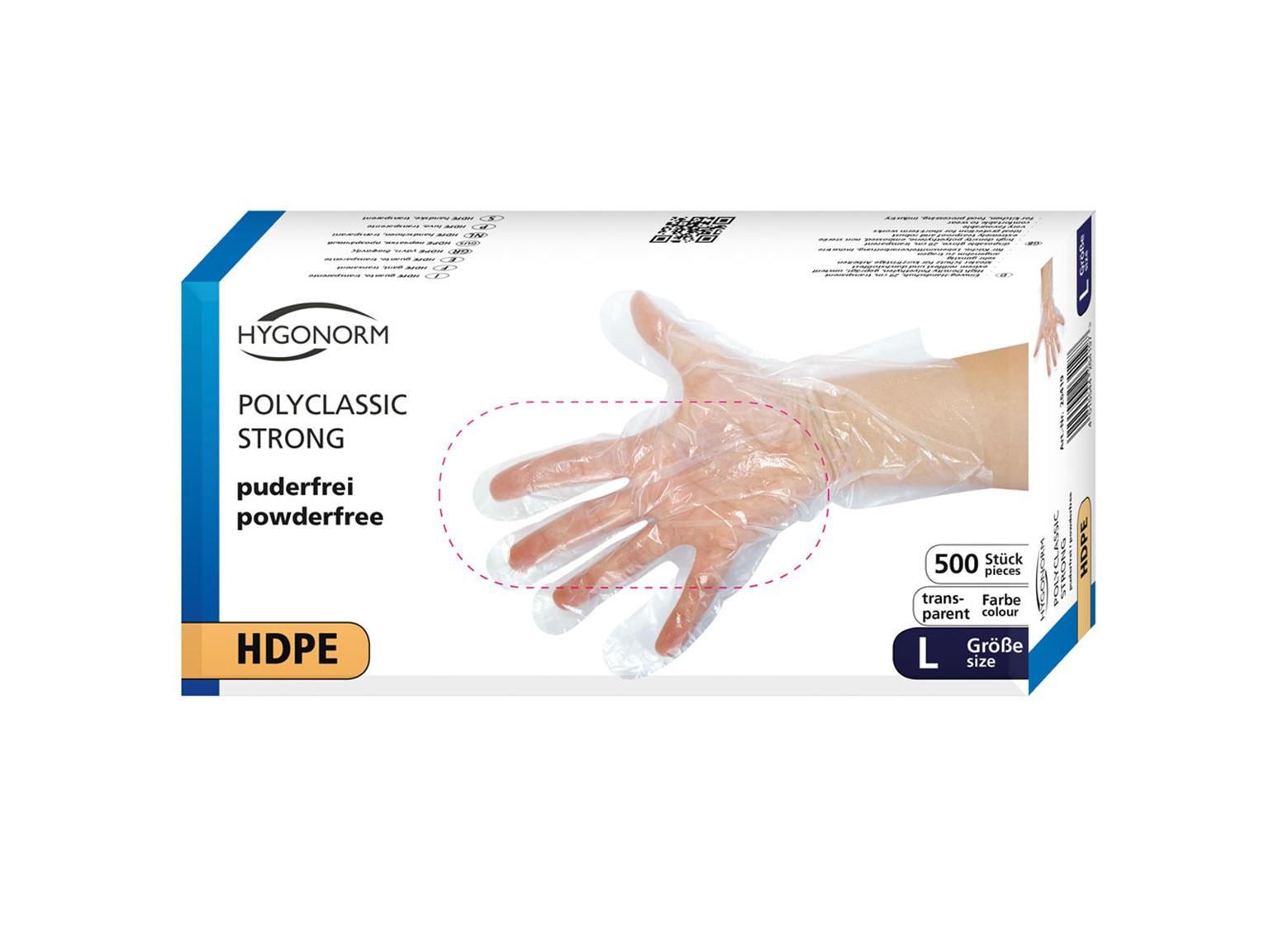 HDPE-Handschuhe Polyclassic strong, L aus HDPE, geprägt HDPE-Handschuhe Polyclassic strong, L aus HDPE, geprägt