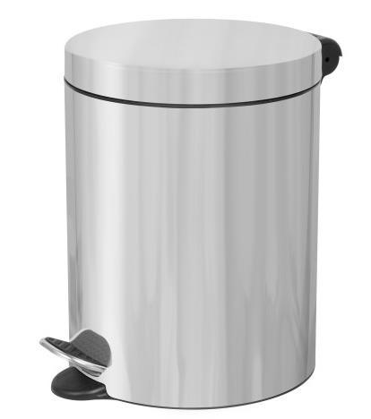 Tretabfalleimer 5 Liter, Edelstahl glänzend, Soft Close, H: 27 cm, Ø 20 cm
