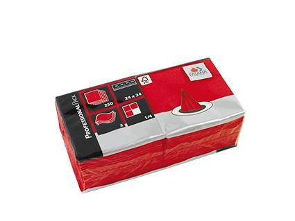 Servietten Fasana 3-lagig, 24 x 24 cm 1/4 Falz, rot (696)