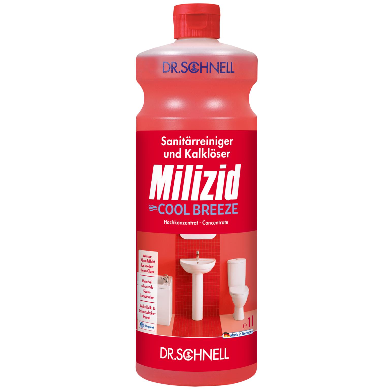 Milizid Cool Breeze, Sanitärreiniger und Kalklöser, wirkt sekundenschnell auch