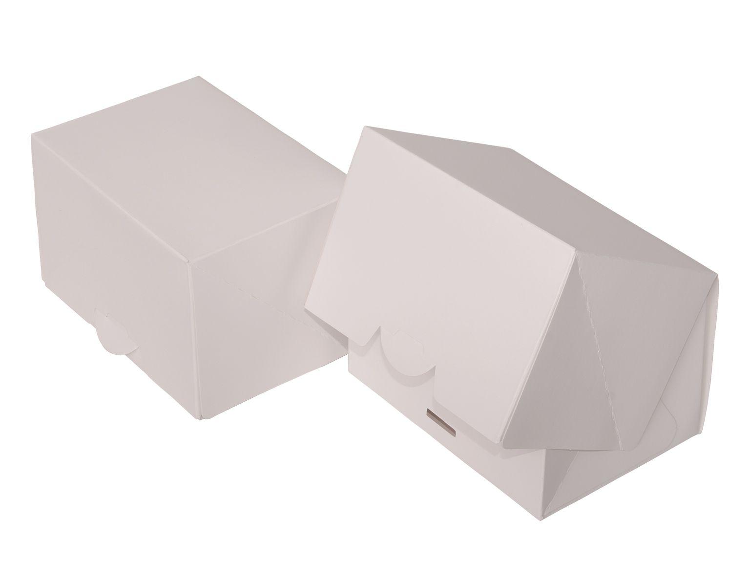 Patisserieschachtel 14 x 10 x 9 cm weiss lackiert, unbedruckt Patisserieschachtel 14 x 10 x 9 cm weiss lackiert, unbedruckt