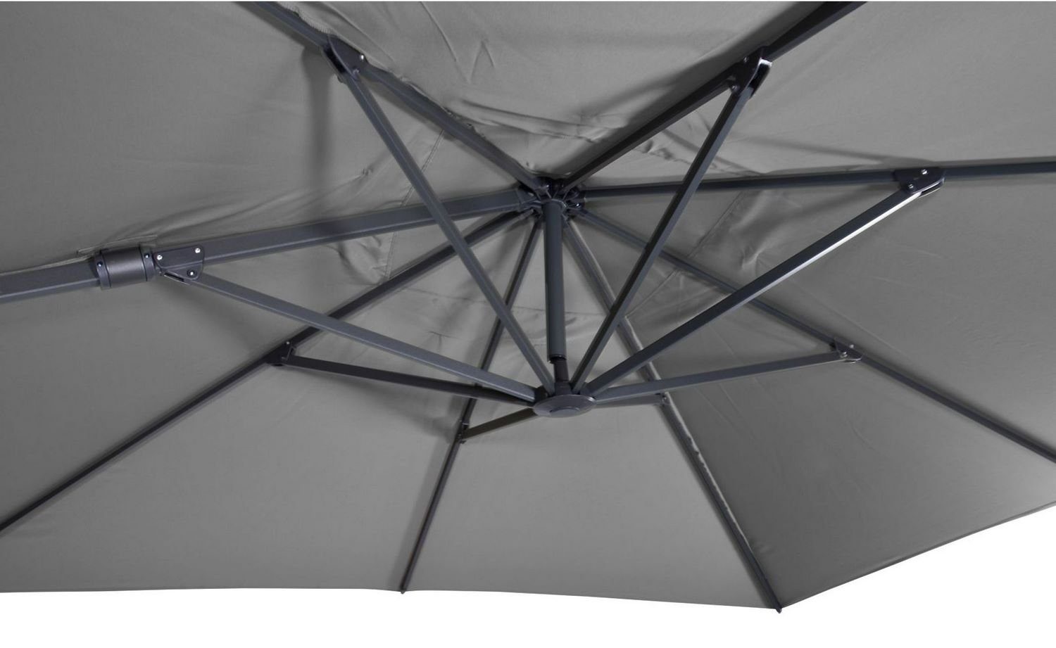 Ampelschirm Virgo-Flex 3 x 3 m mit Kreuzfuss, Grau