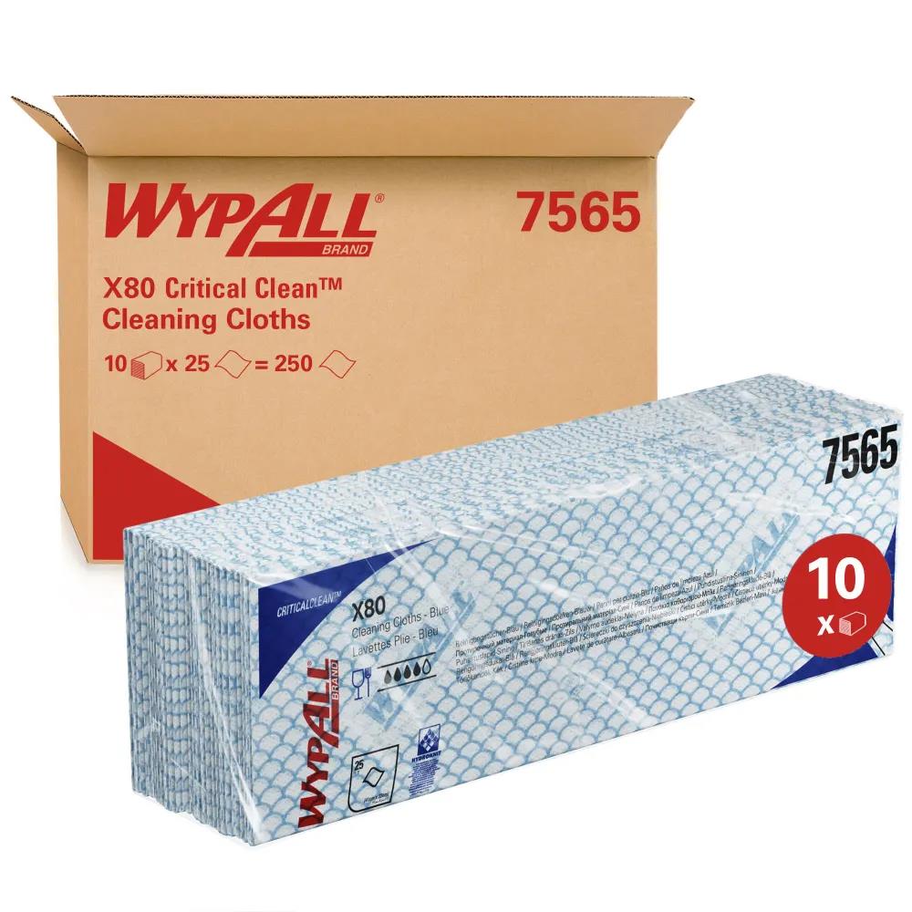 Putztücher Wypall X80 blau 35 x 42 cm geprägt Interfold