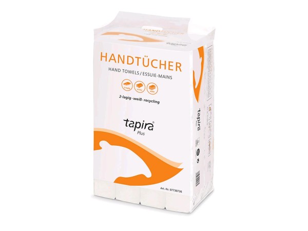 Papierhandtücher TAPIRA Plus weiss V-Falz, 100% Recycling, 2-lagig