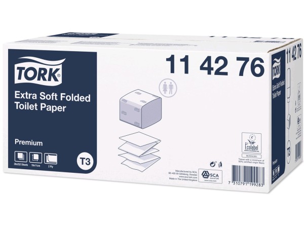 WC-Papier Tork, Tissue hochweiss (T3) 2-lagig, 252 Coupons (19 x 11 cm)
