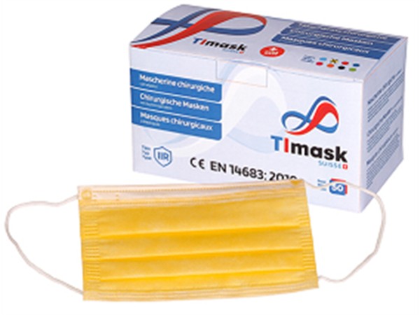 Mundschutzmasken 3-lagig gelb, Typ IIR, 50 Stck
