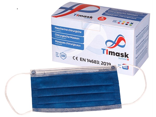 Mundschutzmasken 3-lagig blau, Typ IIR, 50 Stck
