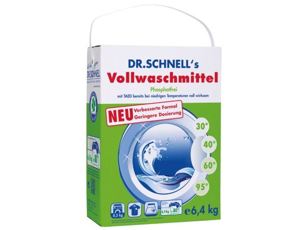 Dr. Schnells Vollwaschmittel für Weiss- und Buntwäsche, sehr gutes Ergebnis