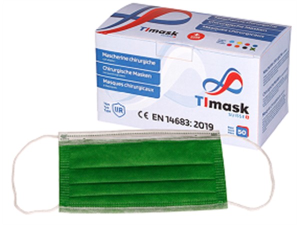 Mundschutzmasken 3-lagig grün, Typ IIR, 50 Stck