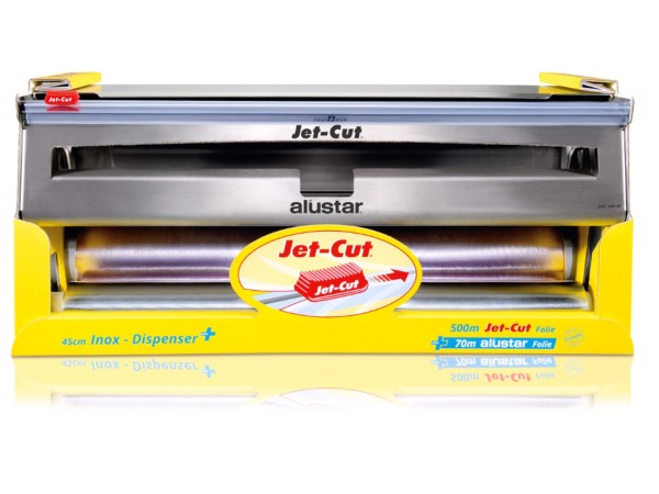 Jet-Cut Inox Dispenser Plus 45 cm inkl. 1 Rolle Frischhalte- und Alufolie